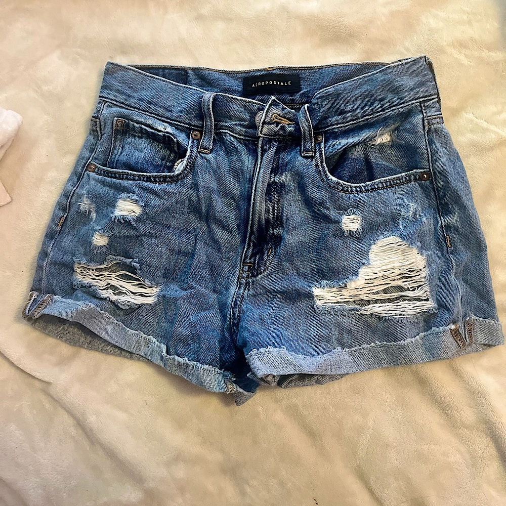 aeropostale ripped mom jean shorts